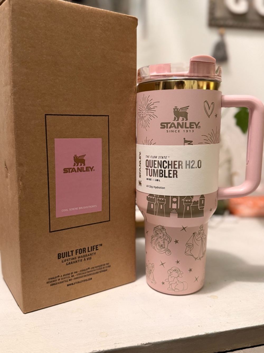 Disney Stanley Pink Tumbler with Character Print and Clear Lid